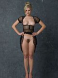 Blonde Model Babe Liz Ashley Is Showing Her Sexy Shapes In Transparent Black Dress And Bending I