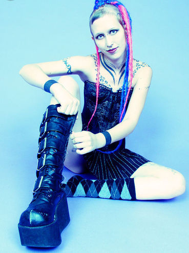 Alternative Model Jax In Platform Boots And Skirt Displays Her Pierced Pussy