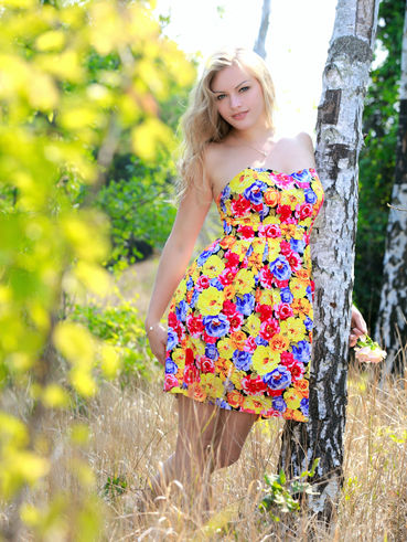 Angelic Blonde Alessandra A Takes Off Her Cute Dress And Poses Naked Outdoors