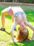 Flexible Babe Bethanie Skye Is Filling Her Shaved Pussy With Huge Dildo Toy Outdoor