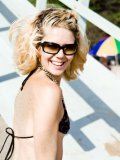 Hot Blonde Babe Kimber Lace Posing In That Sexy Mini Bikini On The Golden Beach