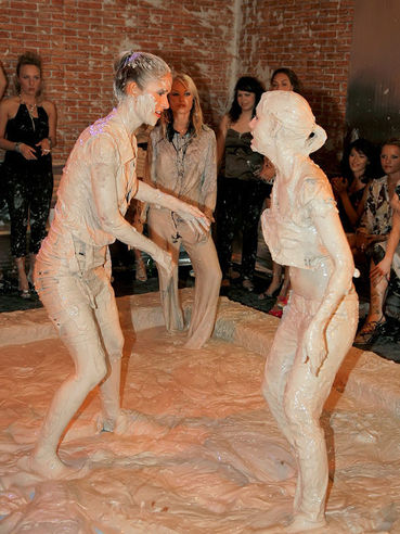 Lena Cova And Nessa Devil Take Part And Mud Wrestling And Show Their Breastage